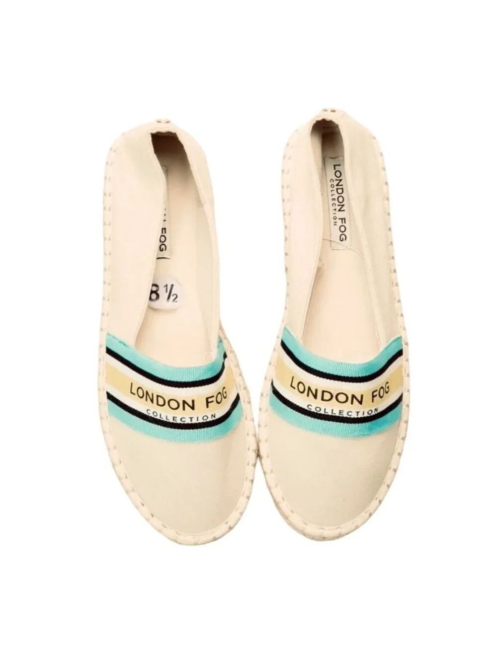 LONDON FOG COLLECTION Women's Shoes Beige Fabric Slip Espadrille Flats SIZE 8.5